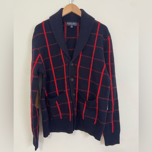 Brooks Brothers Other - Brooks Brothers Navy and Red Checkered Cardigan